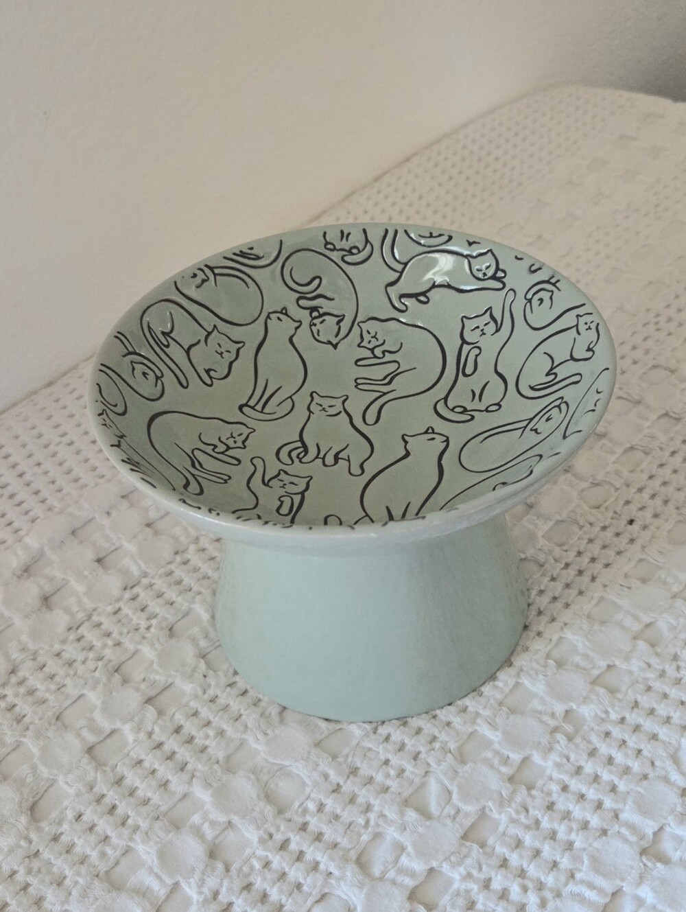 Signature Housewares Grey Cat Ceramic Pet Bowl Dish